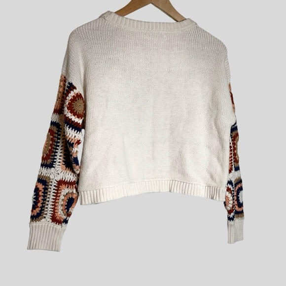 American Eagle Outfitters Patchwork Crochet Sweater - Cream, Navy, Rust - Picture 2 of 4